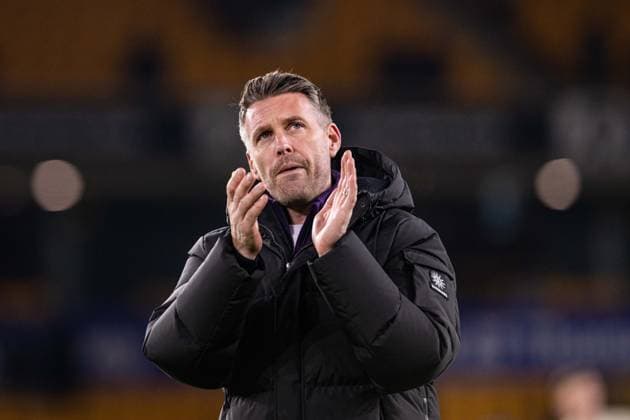 3rd December 2025; Molineux Stadium, Wolverhampton, West Midlands, England; Premier League Football, Wolverhampton Wanderers versus Nottingham Forest; Wolverhampton Wanderers Head Coach Rob Edwards applauds the home fans after the final whistle  GodfreyxPitt