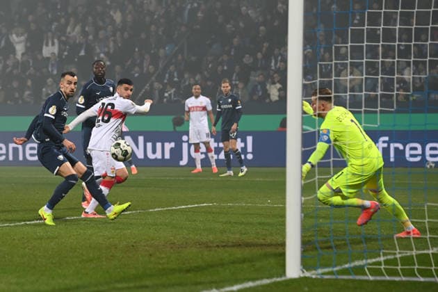 Deniz UNDAV S scores the goal to 0 2, Action, Football, DFB Pokal, Round of 16, VfL Bochum BO VfB Stuttgart S 0 2 am 03 12 2025, Vonovia Ruhrstadion Bochum Germany DFL regulations prohibit any use of photographs as image sequences and or quasi video Â