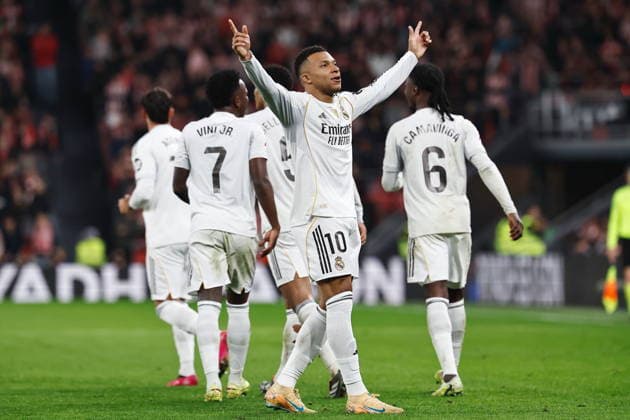 Kylian Mbappe (Real), DECEMBER 3, 2025 - Football Soccer : Mbappe celebrate after his goal during Spanish La Liga EASports match between Athletic Club de Bilbao - Real Madrid CF at the Estadio San Mames in Bilbao, Spain. Noxthirdxpartyxsales  aflo_312415458