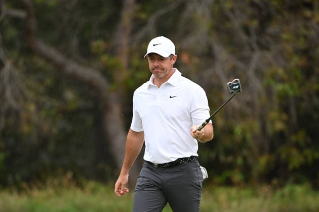 GOLF AUSTRALIAN OPEN, Northern Ireland s Rory McIlroy reacts in round one of the Australian Open Golf tournament at the Royal Melbourne Golf Club in Melbourne, Thursday, December 4, 2025. ( NO ARCHIVING, EDITORIAL USE ONLY MELBOURNE VICTORIA AUSTRALIA  Copyright: xJAMESxROSSx 20251204124361408700