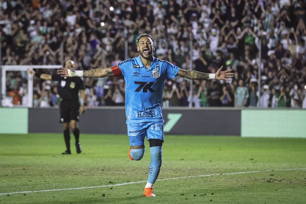 CAXIAS DO SUL, BRAZIL - DECEMBER 03: Neymar Junior celebrates after scoring a goal during a Brasileirao 2025 match between Juventude and Santos at Estádio Alfredo Jaconi on December 2nd, 2025 in Caxias Do Sul, Brazil. (Photo by Daniela Xu Sports Press Photo)  Copyright: xDanielaxXu SportsxPressxPhotox Sportspressphoto_SPR69684