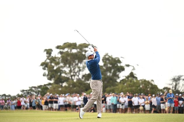 GOLF AUSTRALIAN OPEN, Adam Scott of Australia plays a shot in round one of the Australian Open Golf tournament at the Royal Melbourne Golf Club in Melbourne, Thursday, December 4, 2025. ( NO ARCHIVING, EDITORIAL USE ONLY MELBOURNE VICTORIA AUSTRALIA  Copyright: xJAMESxROSSx 20251204177110200868