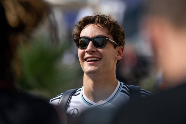 George Russell Mercedes AMG Petronas F1 Team, Great Britain, 63 , UAE, Formula 1 World Championship, Abu Dhabi Grand Prix, Yas Marina Circuit, Media Day, 04 12 2025 UAE, Formula 1 World Championship, Abu Dhabi Grand Prix, Yas Marina Circuit, Media Day, 04 12 2025 Yas Marina Island Copyright: xEibner-Pressefoto Memmlerx EP_MMR