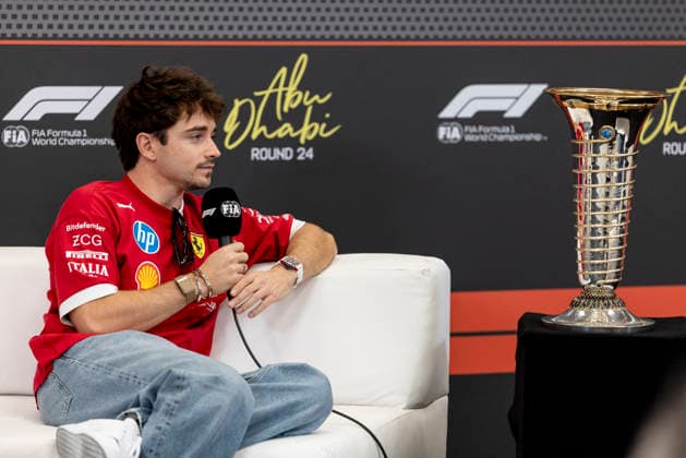 Formula 1 Etihad Airways Abu Dhabi Grand Prix 2025 Alexis Perrin OVERTAKE MAXPPP - Abu Dhabi 04 12 2025 16 LECLERC Charles (mon), Scuderia Ferrari HP, portrait press conference, PK, Pressekonferenz at the Formula 1 Etihad Airways Abu Dhabi Grand Prix 2025, the 24th round of the 2025 FIA Formula 1 World Championship, WM, Weltmeisterschaft at Yas Marina Circuit in Abu Dhabi, United Arab Emirates, from 4 to 7 December 2025 Abu Dhabi Yas Marina Circuit United Arab Emirates  Copyright: xOVERTAKE MAXPPPxAlexisxPerrinx OVT202512041027 OVT202512041027