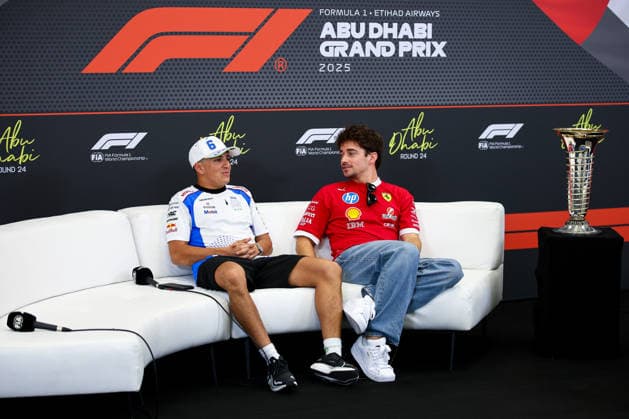 Charles Leclerc of Monaco and Scuderia Ferrari, Isack Hadjar of France and Visa Cash App RB , Previews, F1 Grand Prix of Abu Dhabi, on 04 December 2025 in Abu Dhabi, United Arab Emirates Photo by Diogo Cardoso DeFodi Images Charles Leclerc of Monaco and Scuderia Ferrari, Isack Hadjar of France and Visa Cash App RB , Previews, F1 Grand Prix of Abu Dhabi, Yas Marina Circuit on December 4, 2025 in Abu Dhabi, United Arab Emirates Photo by Diogo Cardoso DeFodi Images