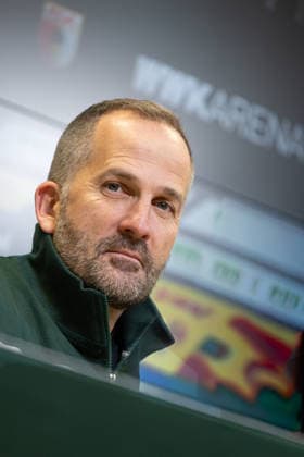 Manuel Baum Interim Coach FC Augsburg , Press conference before the match against Bayer Leverkusen