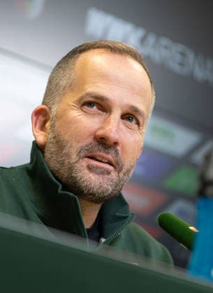 Manuel Baum Interim Coach FC Augsburg , Press conference before the match against Bayer Leverkusen