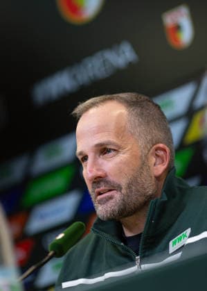 Manuel Baum Interim Coach FC Augsburg , Press conference before the match against Bayer Leverkusen
