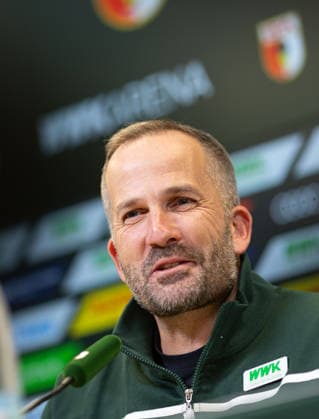 Manuel Baum Interim Coach FC Augsburg , Press conference before the match against Bayer Leverkusen
