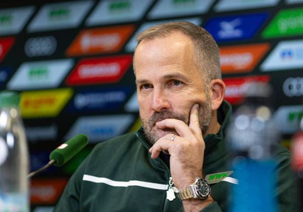 Manuel Baum Interim Coach FC Augsburg , Press conference before the match against Bayer Leverkusen
