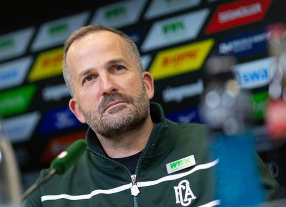 Manuel Baum Interim Coach FC Augsburg , Press conference before the match against Bayer Leverkusen
