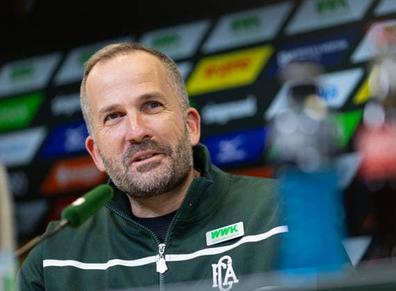 Manuel Baum Interim Coach FC Augsburg , Press conference before the match against Bayer Leverkusen