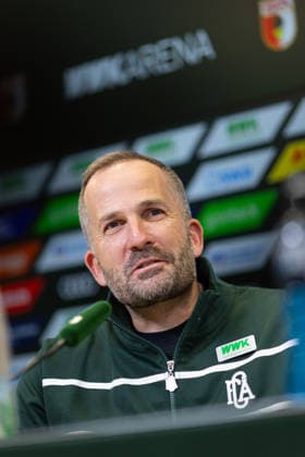 Manuel Baum Interim Coach FC Augsburg , Press conference before the match against Bayer Leverkusen