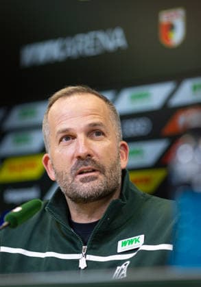 Manuel Baum Interim Coach FC Augsburg , Press conference before the match against Bayer Leverkusen