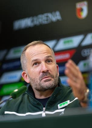 Manuel Baum Interim Coach FC Augsburg , Press conference before the match against Bayer Leverkusen