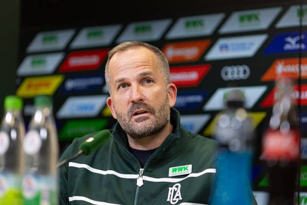 Manuel Baum Interim Coach FC Augsburg , Press conference before the match against Bayer Leverkusen