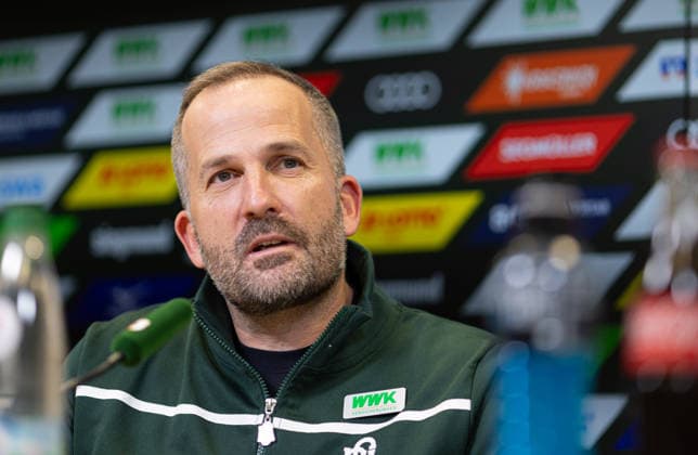 Manuel Baum Interim Coach FC Augsburg , Press conference before the match against Bayer Leverkusen