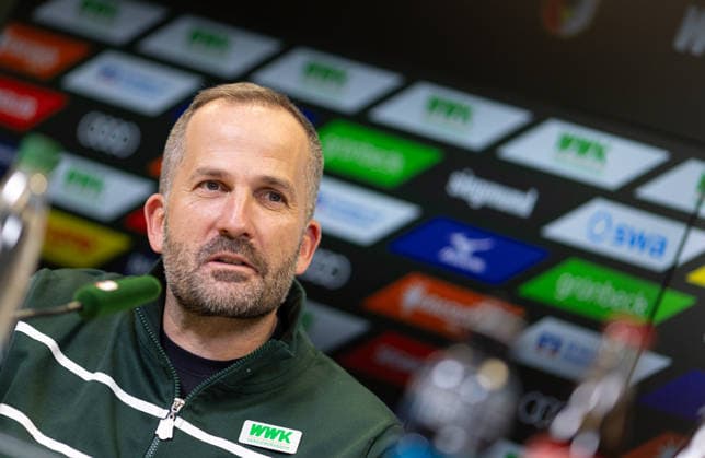 Manuel Baum Interim Coach FC Augsburg , Press conference before the match against Bayer Leverkusen