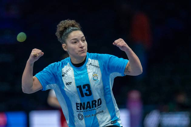 2025-12-04 Poland vs Argentina ROTTERDAM, NETHERLANDS - DECEMBER 4: Giuliana Gavilan of Argentina during the IHF Worldchampionship 2025 match for women, between Poland and Argentina at Ahoy on December 4, 2025 in Rotterdam, Netherlands. Rotterdam Ahoy Netherlands Content not available for redistribution in The Netherlands directly or indirectly through any third parties. Copyright: xHenkxSeppenx