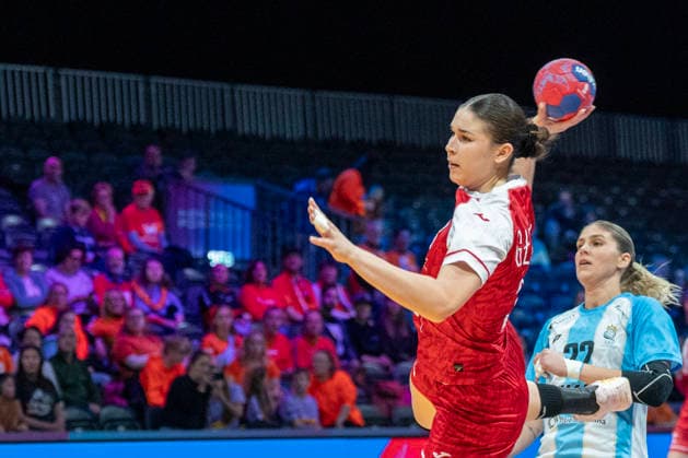 2025-12-04 Poland vs Argentina ROTTERDAM, NETHERLANDS - DECEMBER 4: Nikola Glebocka of Poland during the IHF Worldchampionship 2025 match for women, between Poland and Argentina at Ahoy on December 4, 2025 in Rotterdam, Netherlands. Rotterdam Ahoy Netherlands Content not available for redistribution in The Netherlands directly or indirectly through any third parties. Copyright: xHenkxSeppenx