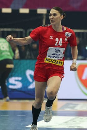 GER, Dortmund, 27th Wommens World Championship 2025, Main Round, Group II 2 Round Round Serbia Serbia SRB vs Faroe Islands FRO 04 12 2025, Westfalenhalle, Dortmund, GER, Dortmund, 27th Wommens World Championship 2025, Main Round, Group II 2 Round Round Serbia Serbia SRB vs Faroe Islands FRO , pictured Goal celebration cheer, Jovana SkrobiÄ‡ SRB 24 , nordphotoxGmbHx xMeuter nph00351