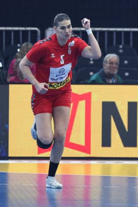 GER, Dortmund, 27th Wommens World Championship 2025, Main Round, Group II 2 Round Round Serbia Serbia SRB vs Faroe Islands FRO 04 12 2025, Westfalenhalle, Dortmund, GER, Dortmund, 27th Wommens World Championship 2025, Main Round, Group II 2 Round Round Serbia Serbia SRB vs Faroe Islands FRO , pictured Goal celebration cheering, Emilija LaziÄ‡ SRB 5 , nordphotoxGmbHx xMeuter nph00351