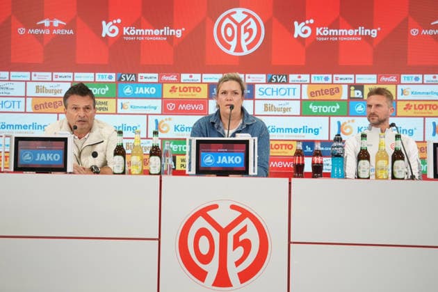 CHRISTIAN HEIDEL, SILKE BANNICK, BENJAMIN HOFFMANN PRESS CONFERENCE 1 FSV MAINZ 05 MAINZ
