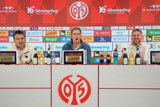 CHRISTIAN HEIDEL, SILKE BANNICK, BENJAMIN HOFFMANN PRESS CONFERENCE 1 FSV MAINZ 05 MAINZ