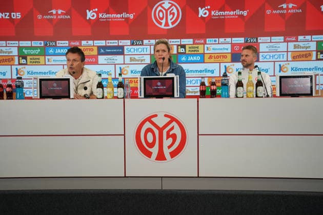 CHRISTIAN HEIDEL, SILKE BANNICK, BENJAMIN HOFFMANN PRESS CONFERENCE 1 FSV MAINZ 05 MAINZ