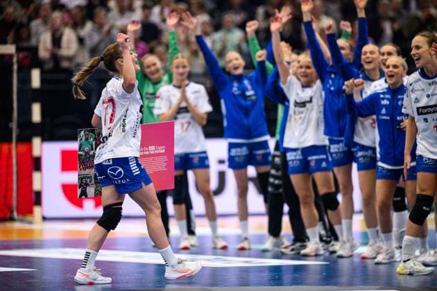 DORTMUND, GERMANY - 4 DECEMBER, 2025: celebrations, Jana Mittun, player of the match - Women s Handball World Championship, WM, Weltmeisterschaft 2025 Serbia vs Faroe Islands at Westfallenhalle.  Copyright: xVitaliixKliuievx