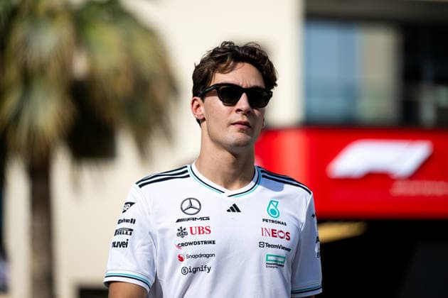 George Russell Mercedes AMG Petronas F1 Team, Great Britain, 63 , UAE, Formula 1 World Championship, Abu Dhabi Grand Prix, Yas Marina Circuit, Media Day, 04 12 2025 UAE, Formula 1 World Championship, Abu Dhabi Grand Prix, Yas Marina Circuit, Media Day, 04 12 2025 Yas Marina Island Copyright: xEibner-Pressefoto Memmlerx EP_MMR