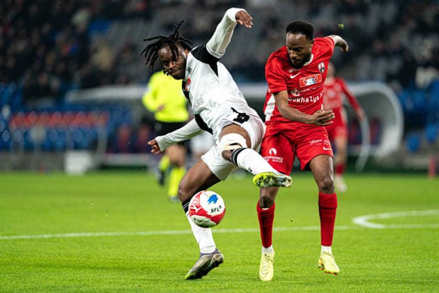 Carlos Goncalo Semedo Borges (77 FC Grand-Saconnex), right, and Jeremy Nosakhare Agbonifo (9 FC Basel 1893), left, in action during the Swiss Cup Round of 16 match between FC Grand-Saconnex and FC Basel 1893 at St. Jakob-Park, Basel, Switzerland. Copyright: xPriscilaxBütlerx xSPPx Sportspressphoto_SPR69783