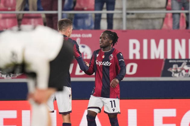 Bologna s Jonathan Rowe celebrates after scoring the 1-1 goal for his team during the round of 16 Frecciarossa Italian Cup 2025 2026 soccer match between Bologna and Parma at Renato DallÕAra Stadium in Bologna, North Italy, Thursday, December 4, 2025. Soccer  Copyright: xMassimoxPaolone LaPressex