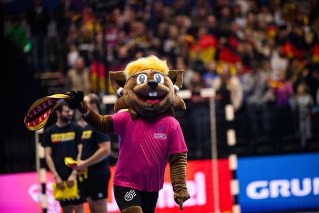 DORTMUND, GERMANY - 4 DECEMBER, 2025: mascot - Women s Handball World Championship, WM, Weltmeisterschaft 2025 Montenegro vs Germany at Westfallenhalle.  Copyright: xVitaliixKliuievx