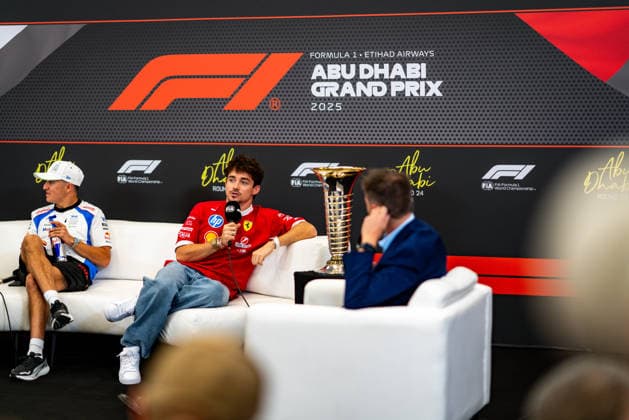 F1 2025: Abu Dhabi Grand Prix in Abu Dhabi, UAE - 04 Dec 2025 Scuderia Ferrari HP F1 Team s Monegasque driver Charles Leclerc during press conference, PK, Pressekonferenz of the Formula 1 Abu Dhabi Grand Prix 2025. Abu Dhabi United Arab Emirates Copyright: xLucaxMartinix xSOPAxImagesx LMA03716