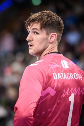 Luka Krnokapic TVB Stuttgart, 01 new goalkeeper in the ranks of TVB Stuttgart GER, TVB 1898 Stuttgart HSG Wetzlar, DAIKIN HBL, Handball, Bundesliga, 11 Matchday, Season 2025 2026, 04 12 2025 GER, TVB 1898 Stuttgart HSG Wetzlar, DAIKIN HBL, Handball, Bundesliga, 11 Matchday, Season 2025 2026, 04 12 2025 Stuttgart Copyright: xSandyxDinkelackerx EP_SDR