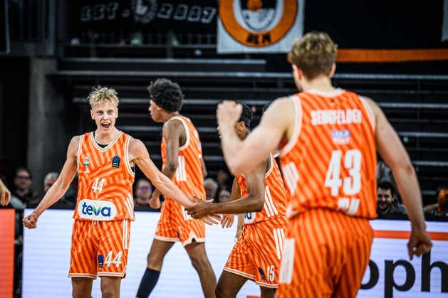 Teo Milicic ratiopharm ulm gestures during the Basketball Eurocup match between ratiopharm ulm and Dolomiti Energia Trento at ratiopharm Arena on December 4, 2025 in Neu Ulm, Germany Photo by Harry Langer DeFodi Images
