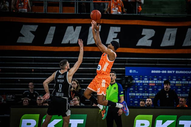 Matas Jogela Dolomiti Energia Trento and Justin Simon ratiopharm ulm battle for the ball during the Basketball Eurocup match between ratiopharm ulm and Dolomiti Energia Trento at ratiopharm Arena on December 4, 2025 in Neu Ulm, Germany Photo by Harry Langer DeFodi Images