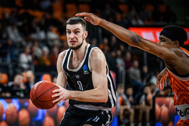 Matas Jogela Dolomiti Energia Trento and Justin Simon ratiopharm ulm battle for the ball during the Basketball Eurocup match between ratiopharm ulm and Dolomiti Energia Trento at ratiopharm Arena on December 4, 2025 in Neu Ulm, Germany Photo by Harry Langer DeFodi Images