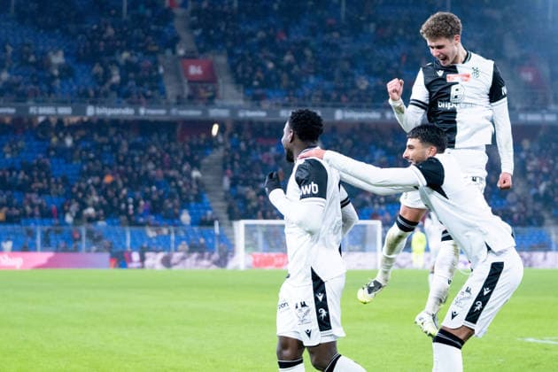 04 12 2025, Basel, St Jakob Park, Swiss Cup FC Grand Saconnex FC Basel, celebrates after scoring Basel St Jakob Park Basel Switzerland Copyright: xJustPictures.ch PascalxvonxBürenx jp-en-PaVoB-_PVB4811-1