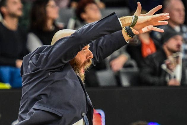 BKT Euro Cup Ratiopharm Ulm against Dolomiti Energia Trento, Ratiopharm Arena Ulm 04 12 2025 Coach Massimo Cancellieri Dolomiti Energia Trento except Ulm 04 12 2025 9 Matchday BKT EuroCup, Ratiopharm Ulm against Dolomiti Energia Trento, Ratiopharm Arena Ulm Copyright: xBEAUTIFULxSPORTS Märklx