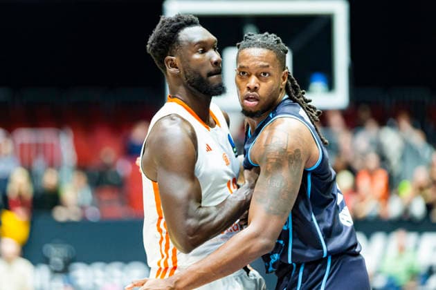 04 12 2025, xomx, Basketball EuroCup, Niners Chemnitz Turk Telekom v l Amadou Sow Niners Chemnitz and KRIS BANKSTON Turk Telekom Ankara Chemnitz