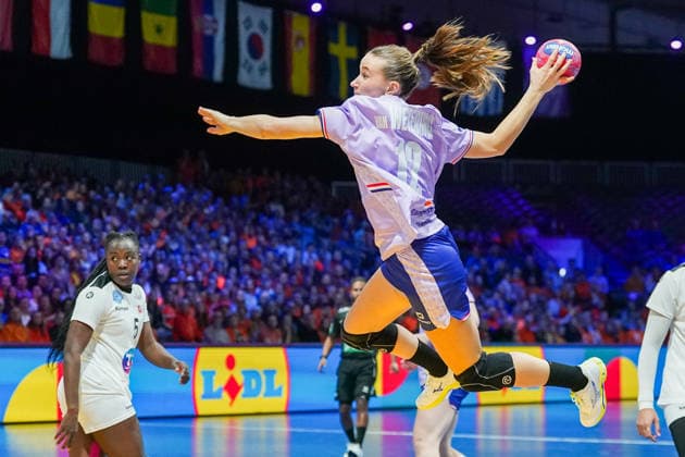 2025-12-04 Netherlands v Tunisia - IHF World Women s Handball Championship ROTTERDAM, NETHERLANDS - DECEMBER 4: Bo van Wetering of the Netherlands during the IHF World Women s Handball Championship match between Netherlands and Tunisia at Ahoy on December 4, 2025 in Rotterdam, Netherlands. Rotterdam Ahoy Netherlands Content not available for redistribution in The Netherlands directly or indirectly through any third parties. Copyright: xHenkxSeppenx