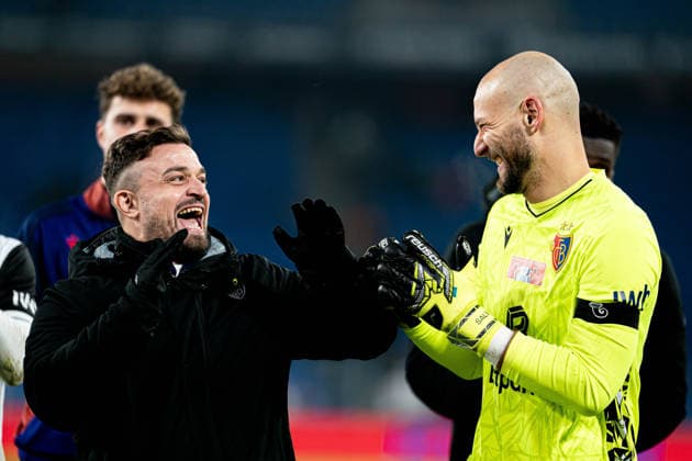 Mirko Salvi (13 FC Basel 1893), right, and Xherdan Shaqiri (10 FC Basel 1893), left, after the Swiss Cup Round of 16 match between FC Grand-Saconnex and FC Basel 1893 at St. Jakob-Park, Basel, Switzerland. Copyright: xPriscilaxBütlerx xSPPx Sportspressphoto_SPR69801