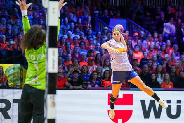 2025-12-04 Netherlands v Tunisia - IHF World Women s Handball Championship ROTTERDAM, NETHERLANDS - DECEMBER 4: Angela Malestein of the Netherlands during the IHF World Women s Handball Championship match between Netherlands and Tunisia at Ahoy on December 4, 2025 in Rotterdam, Netherlands. Rotterdam Ahoy Netherlands Content not available for redistribution in The Netherlands directly or indirectly through any third parties. Copyright: xHenkxSeppenx