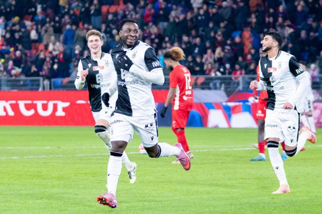 04 12 2025, Basel, St Jakob Park, Swiss Cup FC Grand Saconnex FC Basel, Philip Otele 7 Basel Basel Basel St Jakob Park Basel Switzerland Copyright: xJustPictures.ch PascalxvonxBürenx jp-en-PaVoB-_PVB4792-1