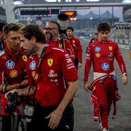 ABU DHABI, UNITED ARAB EMIRATES: Charles Leclerc, racing for the Ferrari team during the 2025 Formula 1 Abu Dhabi Grand Prix at the Yas Marina Circuit in Abu Dhabi, United Arab Emirates
