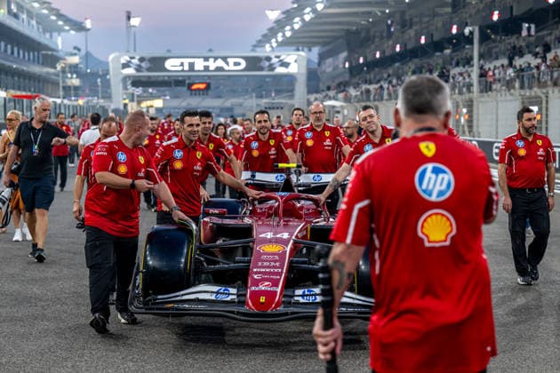 ABU DHABI, UNITED ARAB EMIRATES: Lewis Hamilton, racing for the Ferrari team during the 2025 Formula 1 Abu Dhabi Grand Prix at the Yas Marina Circuit in Abu Dhabi, United Arab Emirates