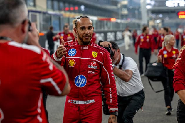 ABU DHABI, UNITED ARAB EMIRATES: Lewis Hamilton, racing for the Ferrari team during the 2025 Formula 1 Abu Dhabi Grand Prix at the Yas Marina Circuit in Abu Dhabi, United Arab Emirates