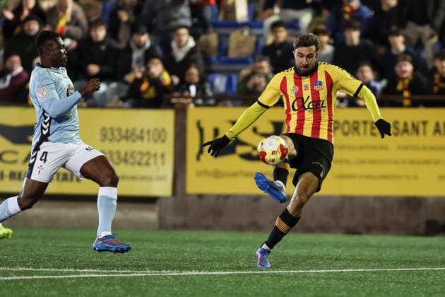 December 4, 2025, Barcelona, Barcelona, SPAIN: Sergi Garcia of UE Sant Andreu in action during the Spanish Cup, Copa del Rey, second round football match played between UE Sant Andreu and RC Celta at Narcis Sala stadium on December 04, 2025 in Barcelona, Spain. Barcelona SPAIN - ZUMAa181 20251204_zaa_a181_048 Copyright: xJavierxBorregox